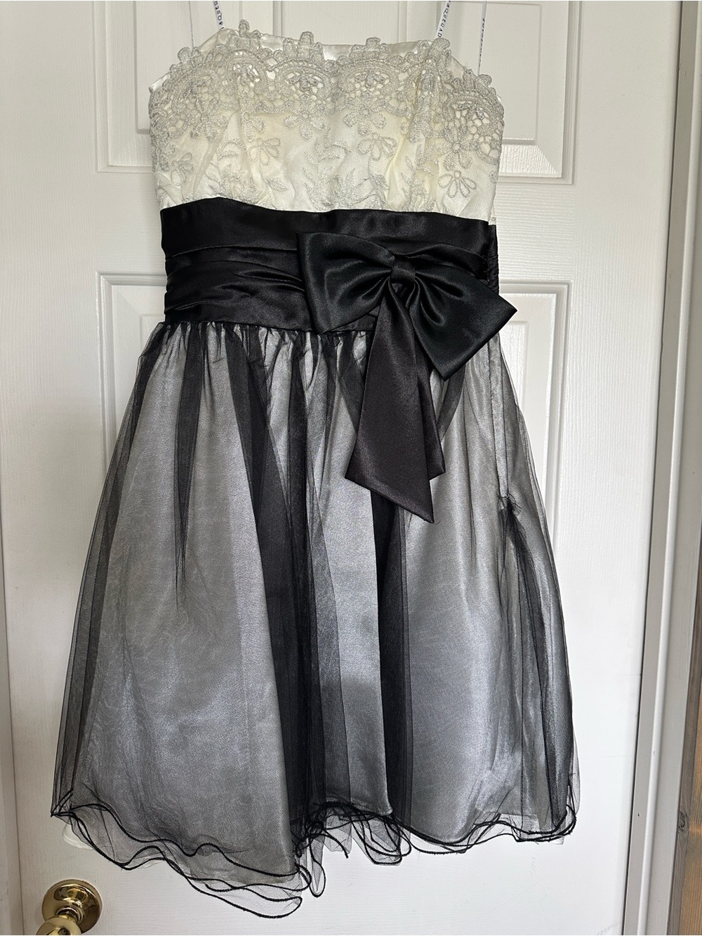 Masquerade Ivory and Black Satin Party Dress
